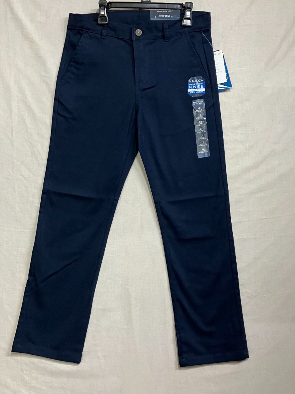 Nautica School Uniform Pants Boys Size 12 Husky Navy Adjustable Waist Stretch